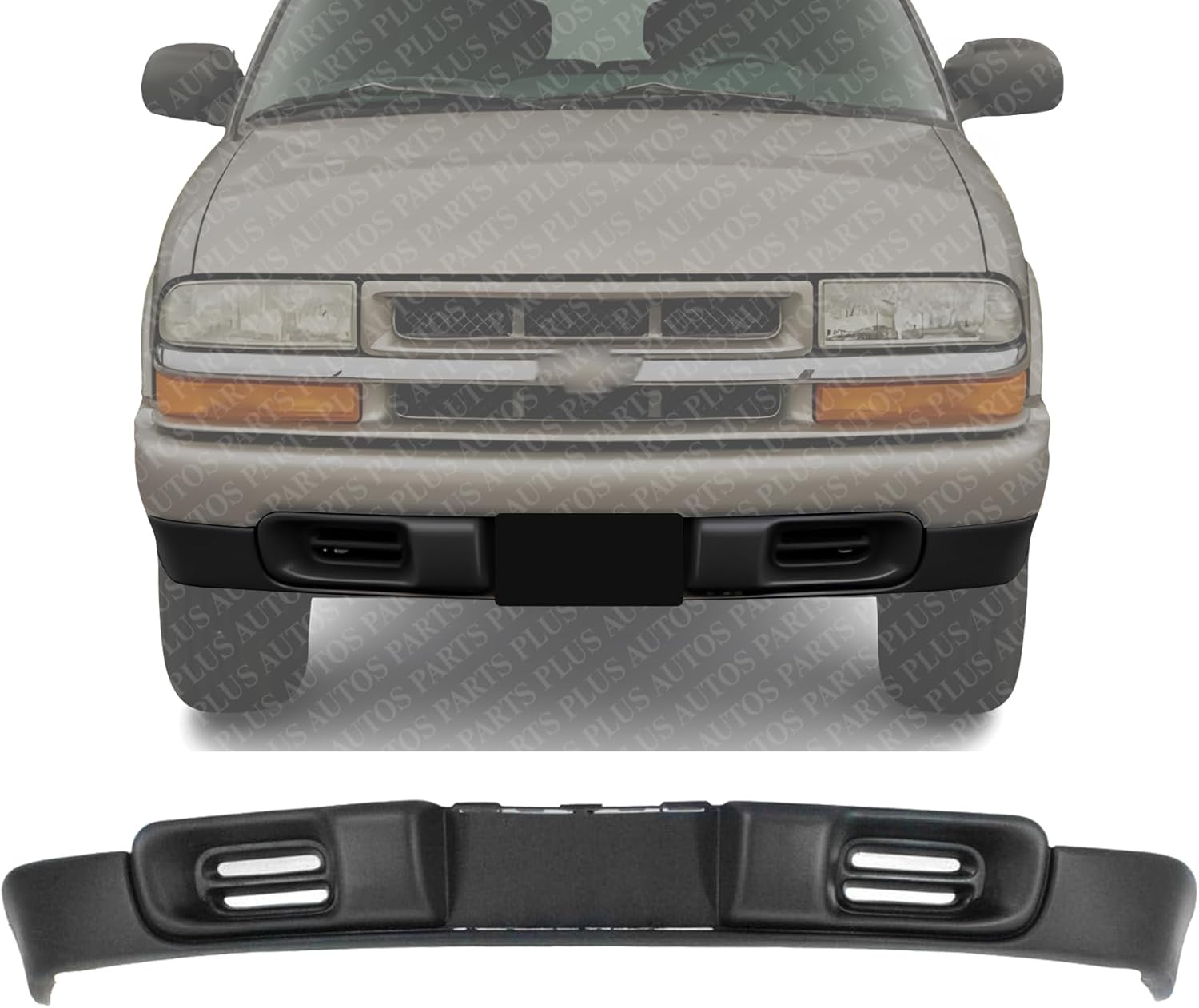 Front Lower Valance Air Deflector Textured Without Fog Light Holes Direct Replacement Compatible with 1998-2005 Chevrolet Blazer / 1998-2003 S10 GM1092162 88967924