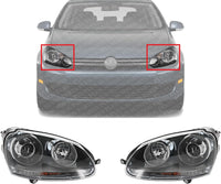 Set Of 2 Front Head Light Right Passenger & Left Driver Side Direct Replacement Compatible With 2005-2010 Volkswagen Jetta / 2006-2009 Rabbit VW2503133 VW2502133 1K6941040B