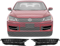 Set Of 2 Front Fog Light Cover Textured Dark Gray Plastic Right Passenger & Left Driver Side Direct Replacement Compatible With 2012-2015 Volkswagen Passat VW1039121 VW1038121