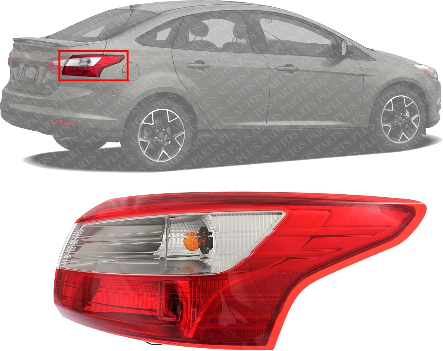 Tail Light Outer Assembly Right Passenger Side Direct Replacement Compatible With 2012-2014 Ford Focus FO2819151 DM5Z13404E