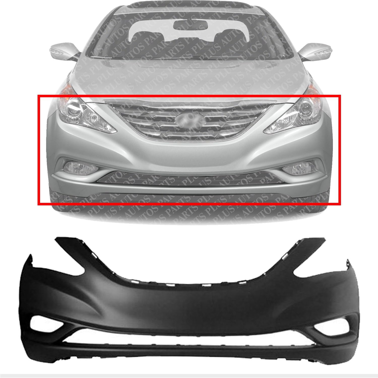 AUTOS PARTS PLUS Front Bumper Cover Primed Direct Replacement Compatible With 2011-2013 Hyundai Sonata HY1000183 865113Q000
