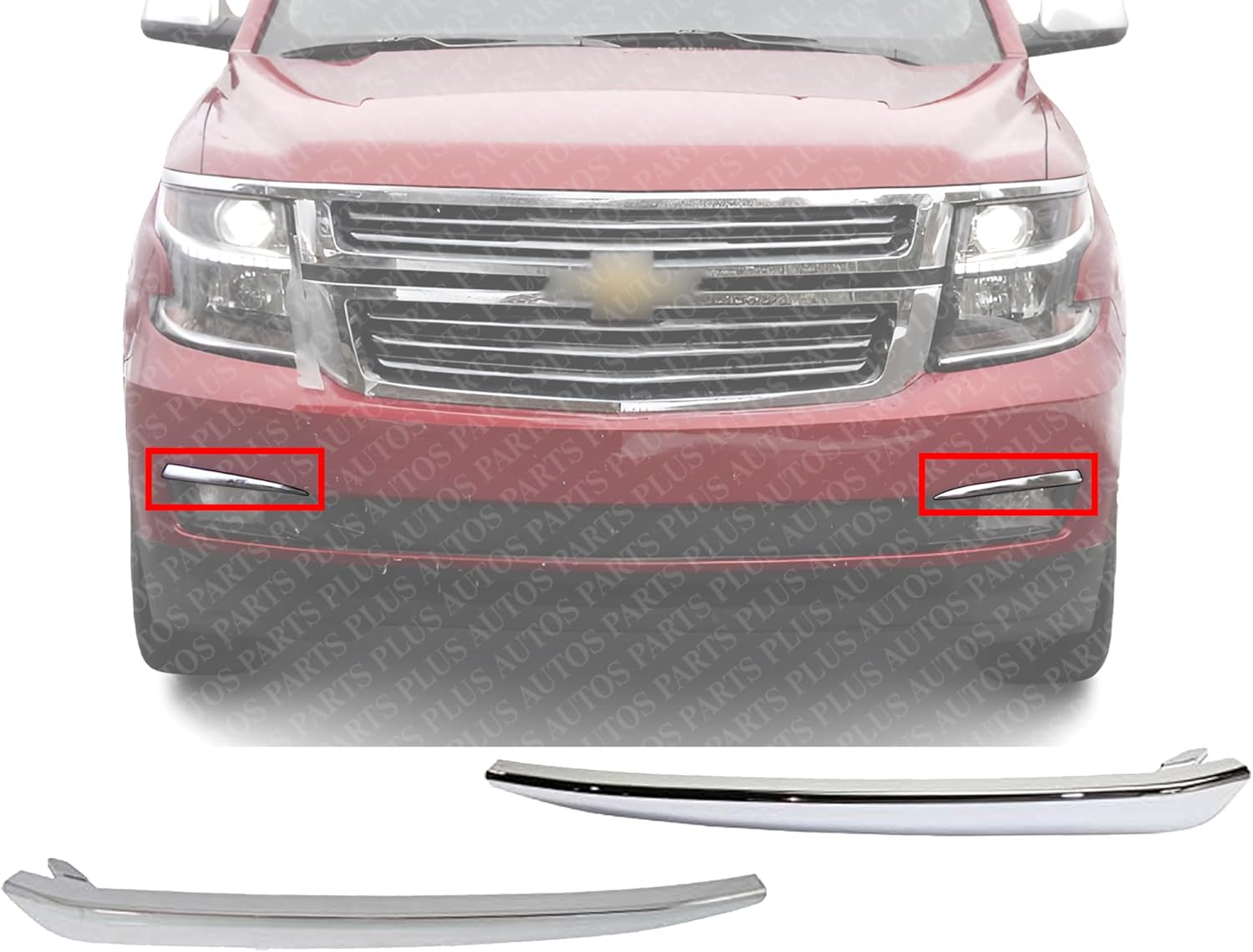 Set Of 2 Front Bumper Molding Left Driver & Right Passenger Side Direct Replacement Compatible With 2015-2020 Chevrolet Suburban/Tahoe GM1046106 GM1047106 22936485 22936484