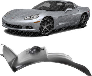 Front Section Fender Liner Left Driver Side Direct Replacement Compatible With 2005-2013 Chevrolet Corvette GM1248176 15233301
