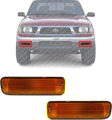 Set Of 2 Front Signal Light Assembly Right Passenger & Left Driver Side Direct Replacement Compatible With 1995-2000 Toyota Tacoma TO2531122 TO2530122 8151035110 8152035110
