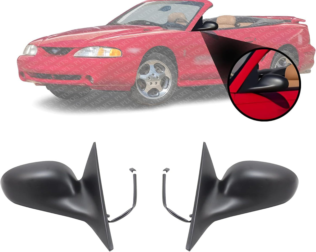 Set Of 2 Front Mirror Power Not Folding And Non-Heated Primed Left Driver & Right Passenger Side Direct Replacement Compatible With 1994-1995 Ford Mustang FO1320104 F4ZZ17682B