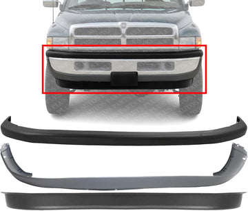 Front Bumper Upper Cover + Lower Valance + Air Dam Reflector Textured Direct Replacement Compatible With 1994-2001 Dodge Ram 1500/1994-2002 2500 3500 CH1000160 CH1090124 CH1000232