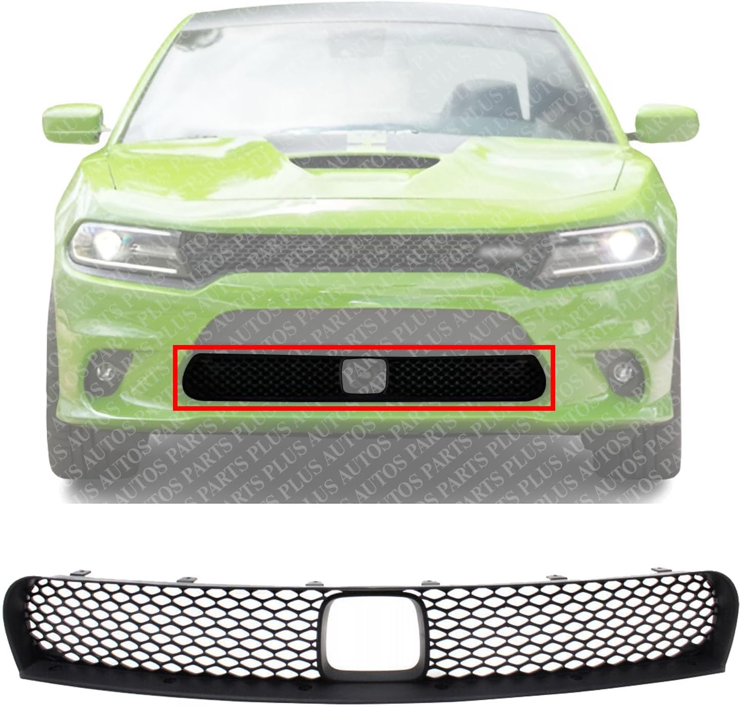 AUTOS PARTS PLUS Front Bumper Lower Grille Textured Direct Replacement Compatible With 2015-2023 Dodge Charger CH1036138 68214868AB