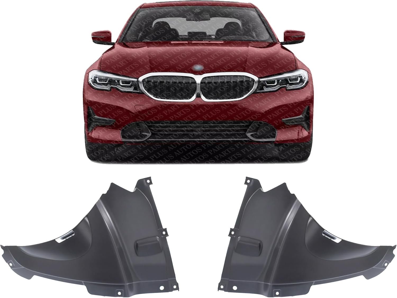 Set Of 2 Front Lower Section Fender Liner Right Passenger & Left Driver Side Direct Replacement Compatible With 2013-2019 BMW 3-Series BM1251125 BM1250125 51718055020 51718055019