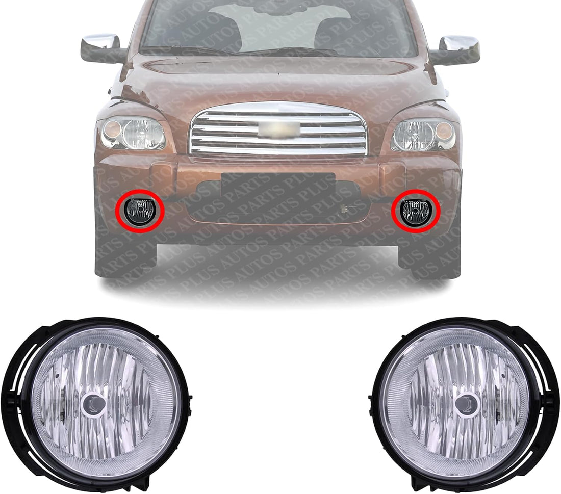 Set of 2 Front Fog Light Assembly Left Driver & Right Passenger Side Direct Replacement Compatible With 2006-2011 Chevrolet HHR GM2593155 GM2592155 15813308 15813307