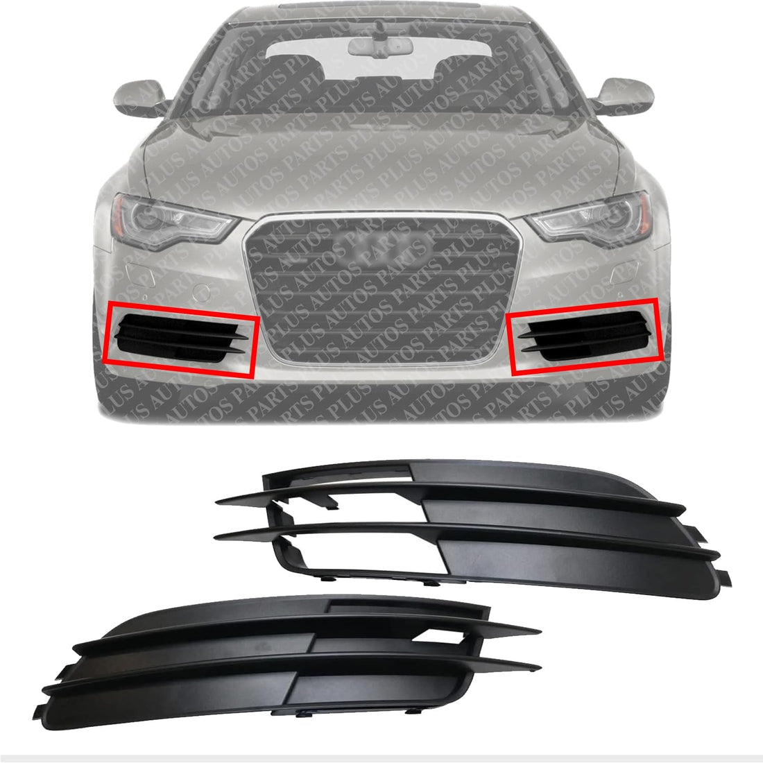 Set Of 2 Front Fog Light Cover Left Driver And Right Passenger Side Direct Replacement Compatible With 2012-2015 Audi A6 AU1039124 AU1038124 4G0807682F9B9 4G08076819B9