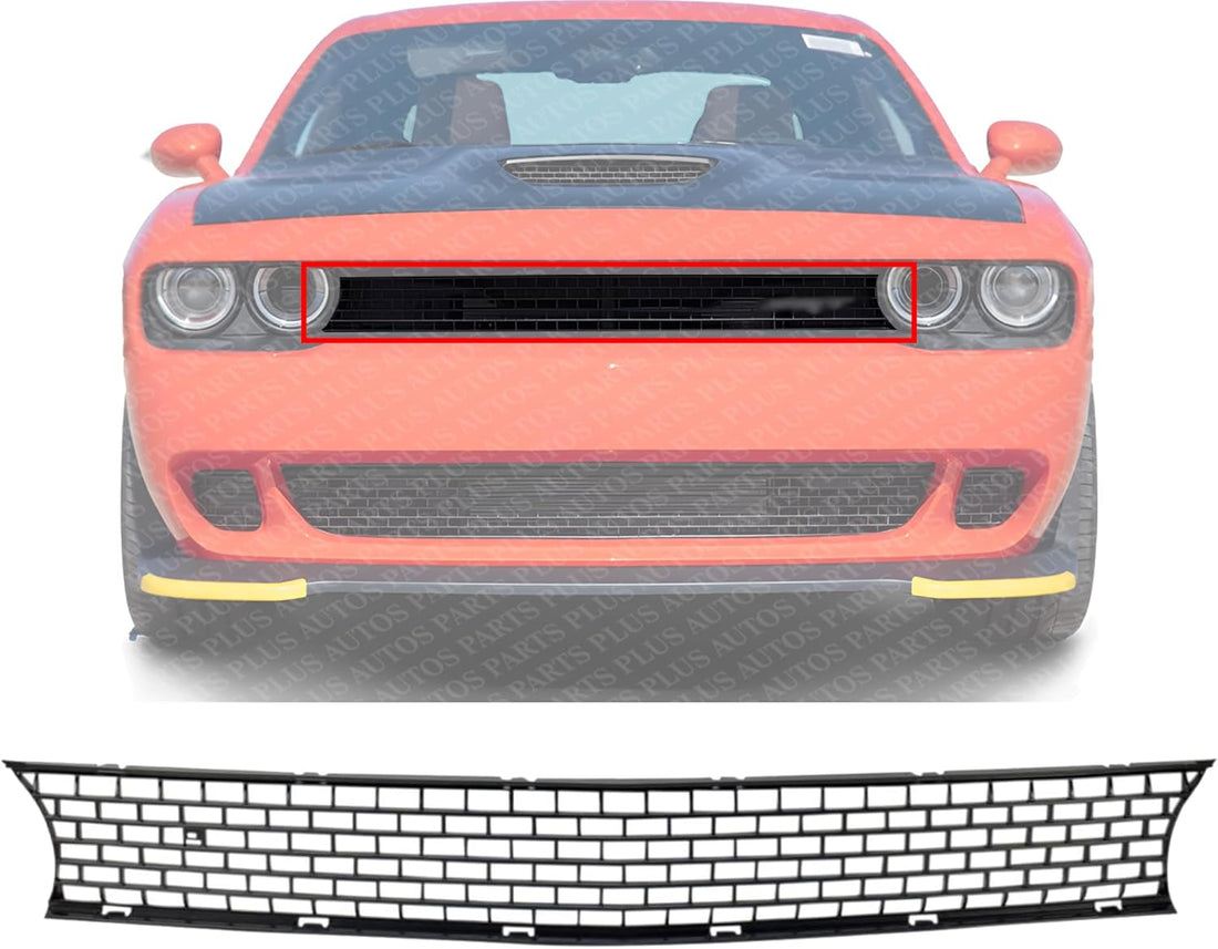 Front Grille Textured Shell And Insert Plastic Direct Replacement Compatible With 2015-2020 Dodge Challenger CH1200399 6PB51RXFAA