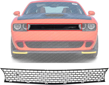 Front Grille Textured Shell And Insert Plastic Direct Replacement Compatible With 2015-2020 Dodge Challenger CH1200399 6PB51RXFAA