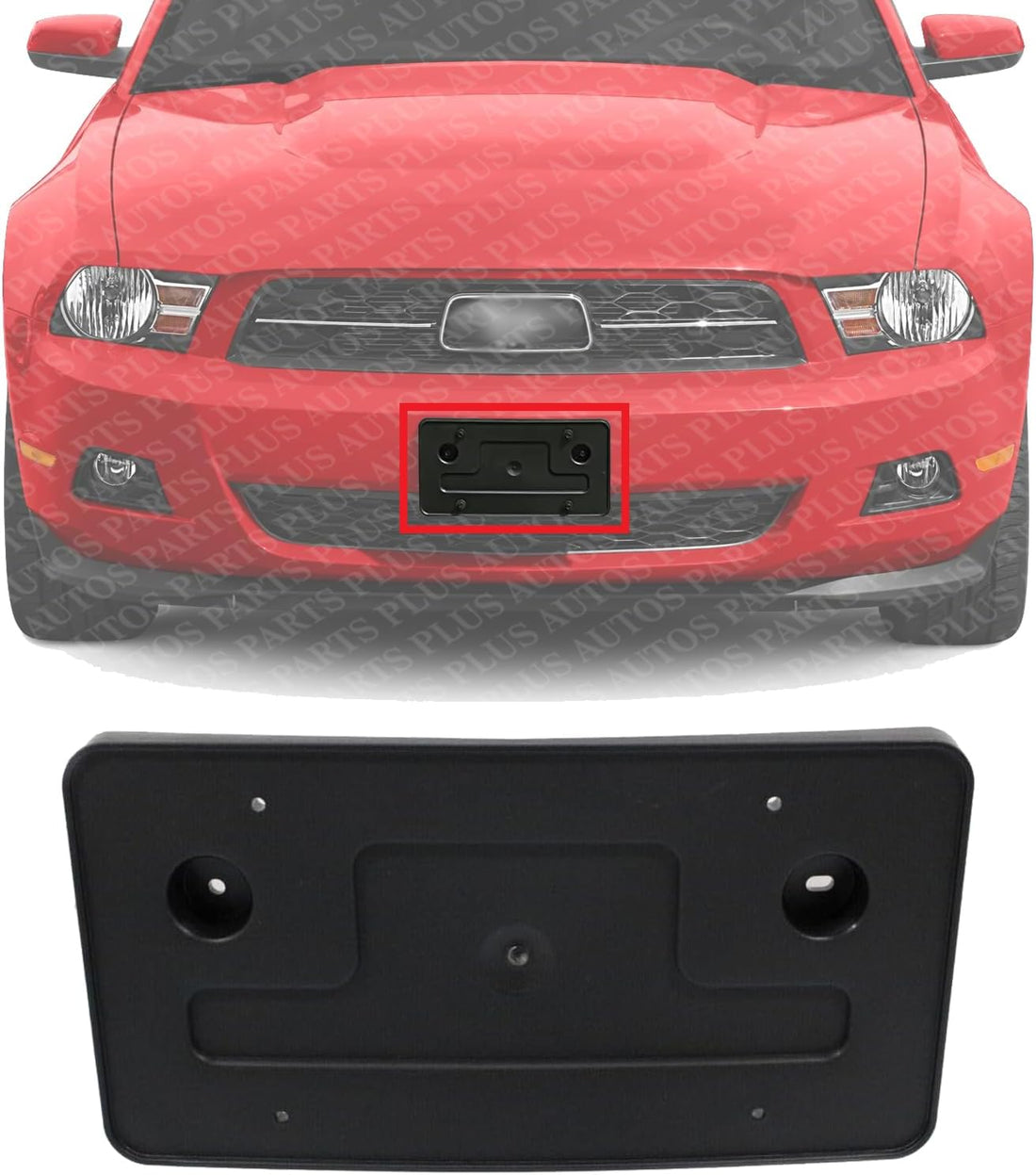 Front License Plate Bracket Primed Plastic Direct Replacement Compatible with 2010-2012 Ford Mustang FO1068128 AR3Z17A385AA