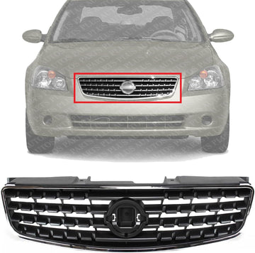 Front Grille Chrome Shell With Painted Dark Gray Insert Direct Replacement Compatible With 2005-2006 Nissan Altima NI1200213 62070ZB000