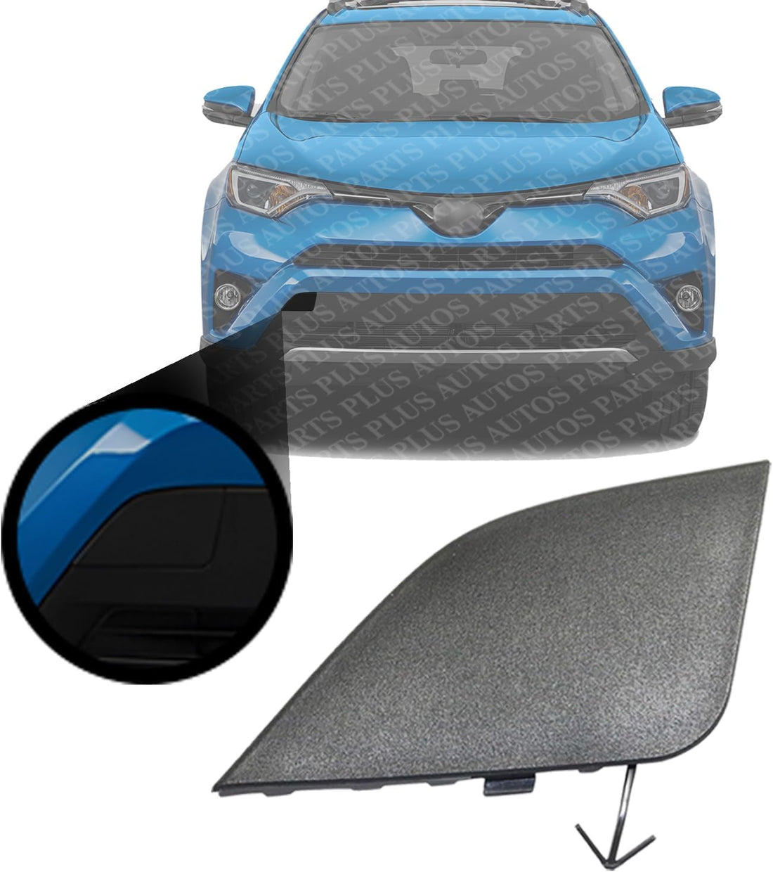 Front Bumper Tow Hook Cover Access Hole Textured Right Passenger Side Direct Replacment Compatible With 2016-2018 Toyota RAV4 TO1029107 532850R080