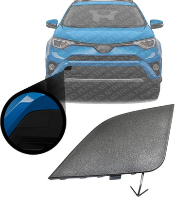 Front Bumper Tow Hook Cover Access Hole Textured Right Passenger Side Direct Replacment Compatible With 2016-2018 Toyota RAV4 TO1029107 532850R080