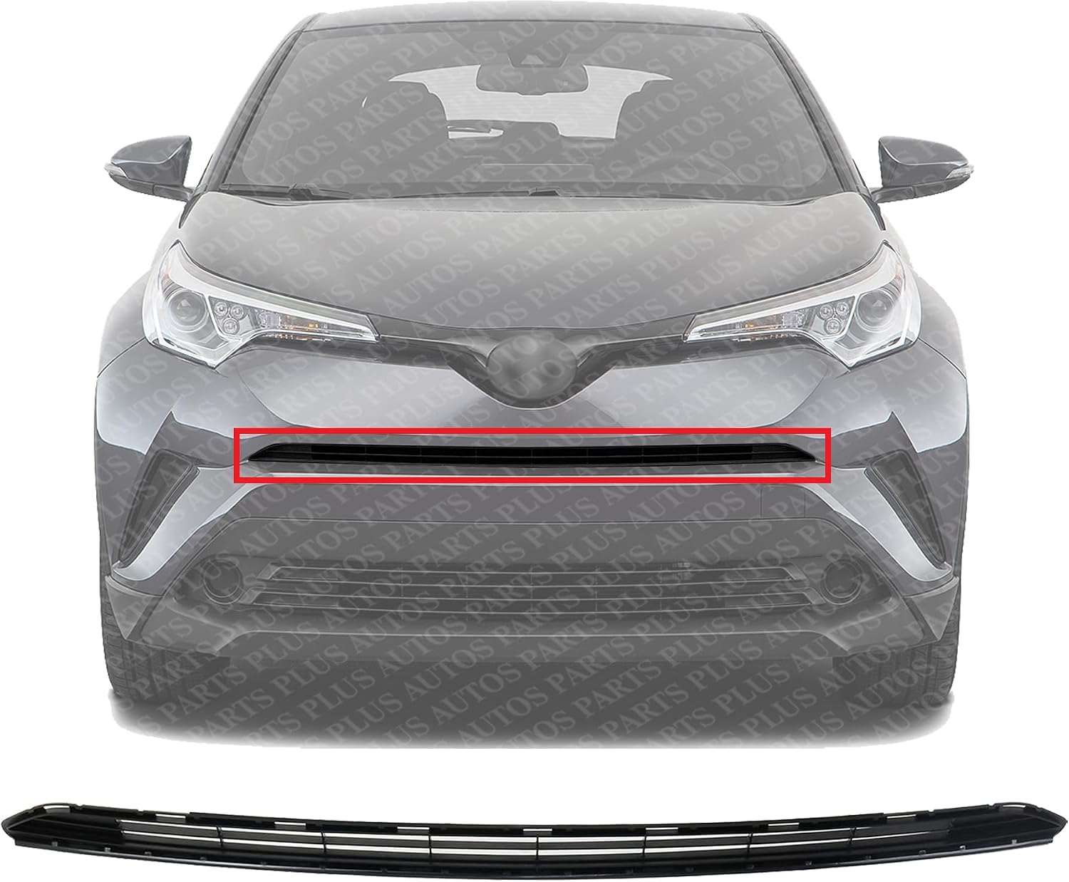Front Bumper Grille Textured Plastic Direct Replacement Compatible With 2018-2019 Toyota C-HR TO1036182 53114F4020