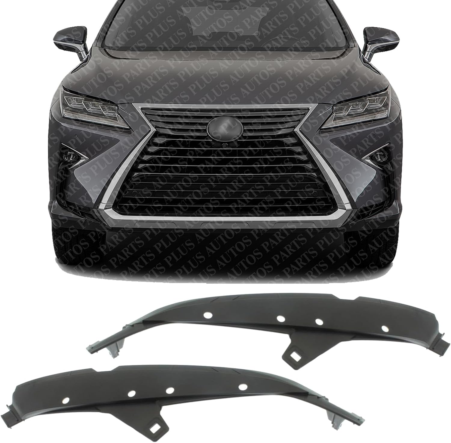 Set Of 2 Front Bumper Bracket Plastic Left Driver & Right Passenger Side Direct Replacement Compatible With 2016-2019 Lexus RX350 / RX450h LX1043115 LX1042115 521150E080 521160E060