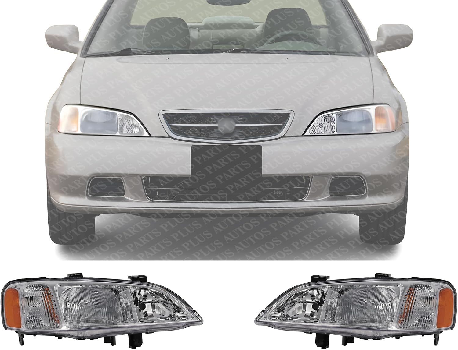 Set Of 2 Front Headlight Lens And Housing Right Passenger & Left Driver Side Direct Replacement Compatible With 1999-2001 Acura TL AC2518104 AC2519104 33151S0KA01 33101S0KA01