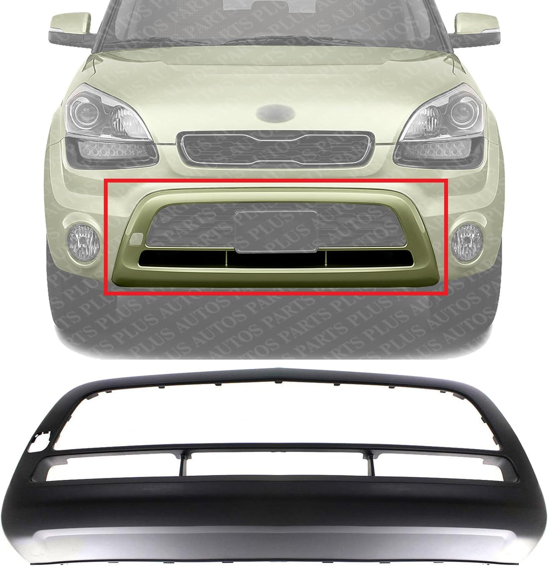 Front Bumper Molding Primed Direct Replacement Compatible With 2012-2013 Kia Soul KI1087101 865122K540