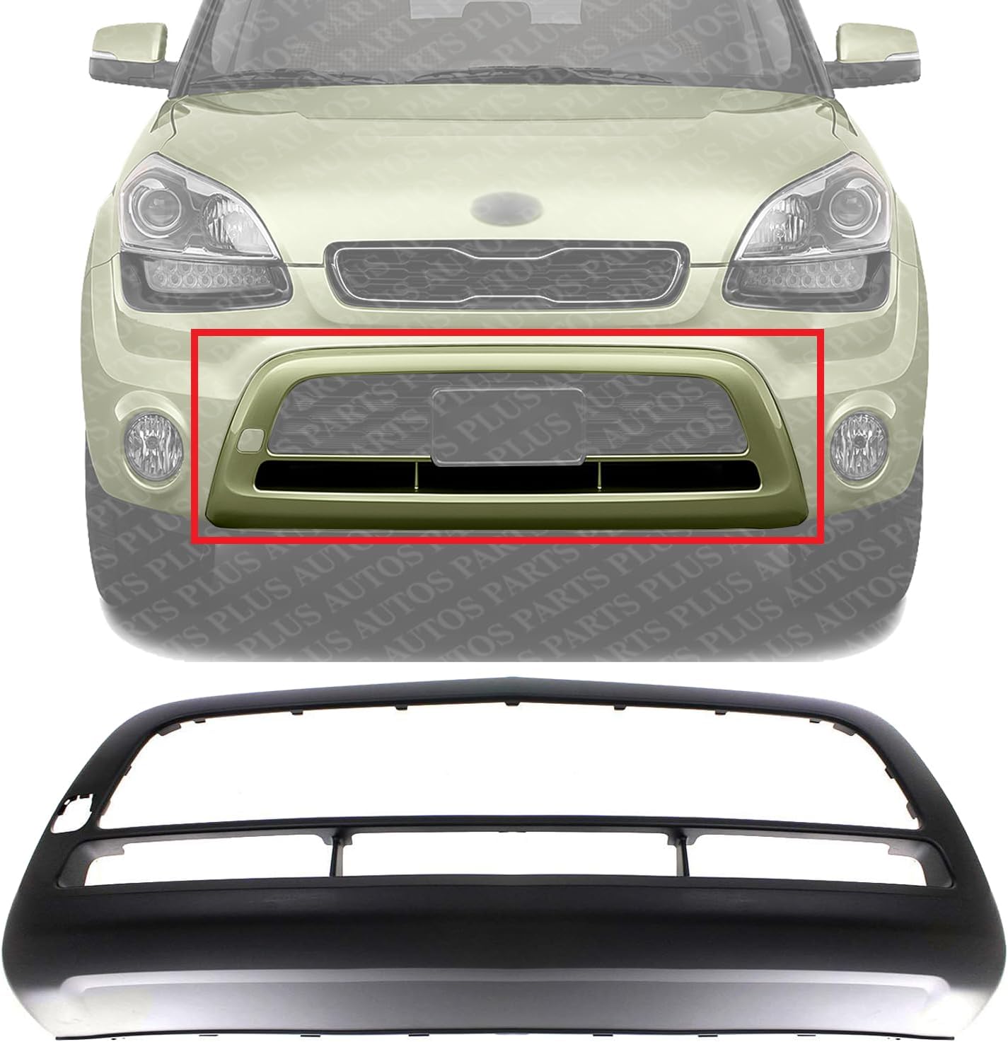 Front Bumper Molding Primed Direct Replacement Compatible With 2012-2013 Kia Soul KI1087101 865122K540