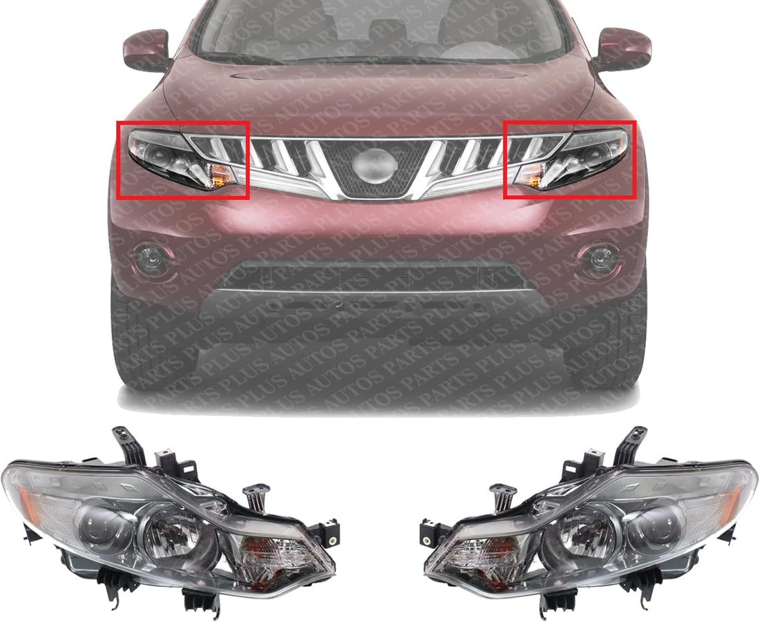 Set Of 2 Front Headlight Assembly Right Passenger & Left Driver Side Direct Replacement Compatible With 2009-2014 Nissan Murano NI2502185 NI2503185 260601AA0A 260601AA0D 260101AA0A