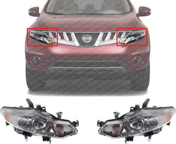 Set Of 2 Front Headlight Assembly Right Passenger & Left Driver Side Direct Replacement Compatible With 2009-2014 Nissan Murano NI2502185 NI2503185 260601AA0A 260601AA0D 260101AA0A