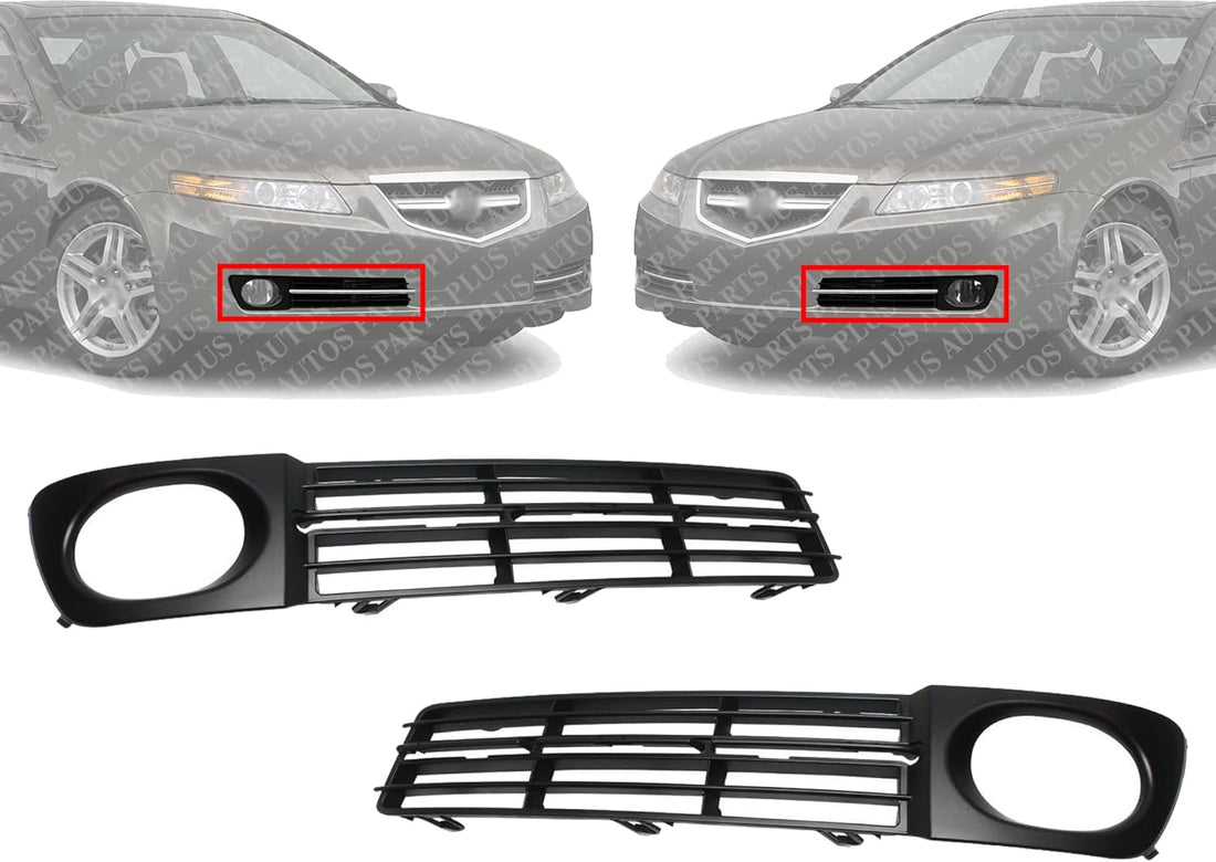 AUTOS PARTS PLUS Set of 2 Front Fog Light Molding Primed Left Driver & Right Passenger Side Direct Replacement Compatible With 2007-2008 Acura TL AC1039104 AC1038104 71107SEPA10ZA 71102SEPA10ZA