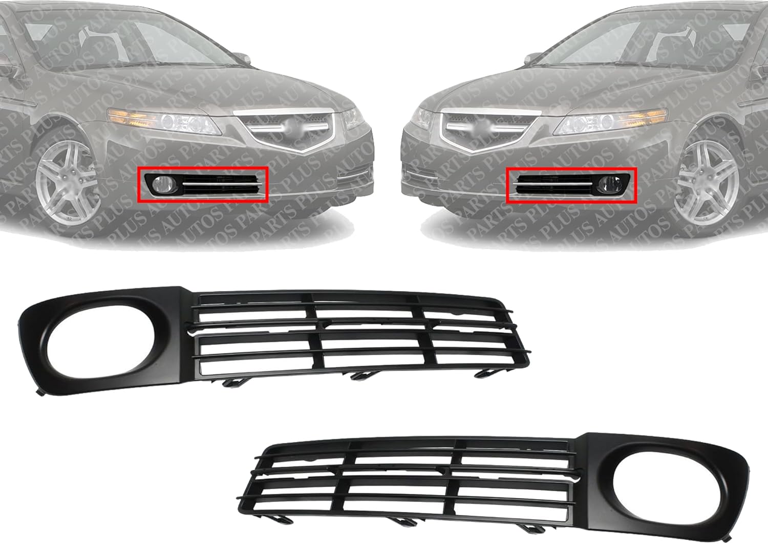 AUTOS PARTS PLUS Set of 2 Front Fog Light Molding Primed Left Driver & Right Passenger Side Direct Replacement Compatible With 2007-2008 Acura TL AC1039104 AC1038104 71107SEPA10ZA 71102SEPA10ZA