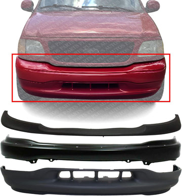 Front Bumper Steel + Lower Valance + Bumper Molding Primed Direct Replacement Compatible With 1999-2002 Ford F-150 FO1002357 FO1095194 FO1057282 YL3Z17757CAA XL3Z17626AA