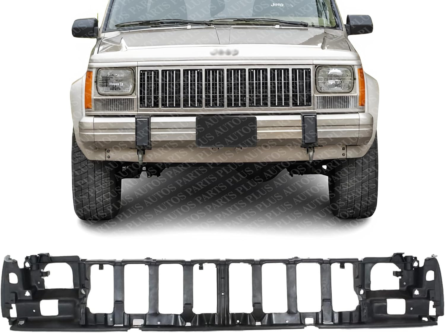 Front Header Panel ABS Plastic Without Headlight Leveling Device Direct Replacement Compatible With 1993-1995 Jeep Grand Cherokee CH1220110 55054886