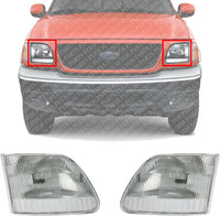 Set Of 2 Front Head Light Assembly Without Bracket Left Driver & Right Passenger Side Direct Replacement Compatible With 1997-2003 Ford F-Series FO2503139 FO2502139 3L3Z13008CA