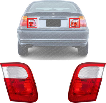 Set Of 2 Tail Light Inner Lens And Housing Right Passenger & Left Driver Side Direct Replacement Compatible With 1999-2001 BMW 3-Series BM2883101 BM2882101 63218364923 63218364924