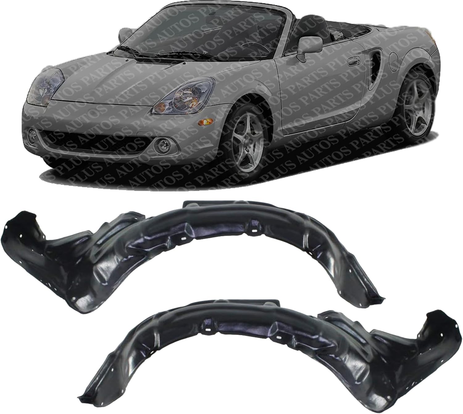 Set Of 2 Front Fender Liner Plastic Left Driver & Right Passenger Side Direct Replacement Compatible With 2000-2005 Toyota MR2 Spyder TO1251117 TO1250117 5380517020 5380617020