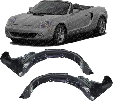 Set Of 2 Front Fender Liner Plastic Left Driver & Right Passenger Side Direct Replacement Compatible With 2000-2005 Toyota MR2 Spyder TO1251117 TO1250117 5380517020 5380617020