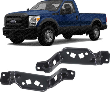 Set Of 2 Front Bumper Outer Bracket Steel Left Driver & Right Passenger Side Direct Replacement Compatible With 2011-2016 Ford F-Series Super Duty FO1067186 FO1066186