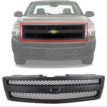 AUTOS PARTS PLUS Front Grille Textured Shell & Insert Direct Replacement Compatible With Chevrolet Silverado 1500 2007-2013 GM1200578 25810706 22829433