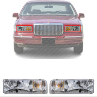 Set Of 2 Front Headlight Assembly Right Passenger & Left Driver Side Direct Replacement Compatible With 1995-1997 Lincoln Town Car FO2502141 FO2503141 F5VY13008B F5VY13008A