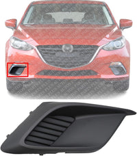 Front Fog Light Cover Textured Right Passenger Side Direct Replacement Compatible With 2014-2016 Mazda 3 MA1039122 BHN150C11A
