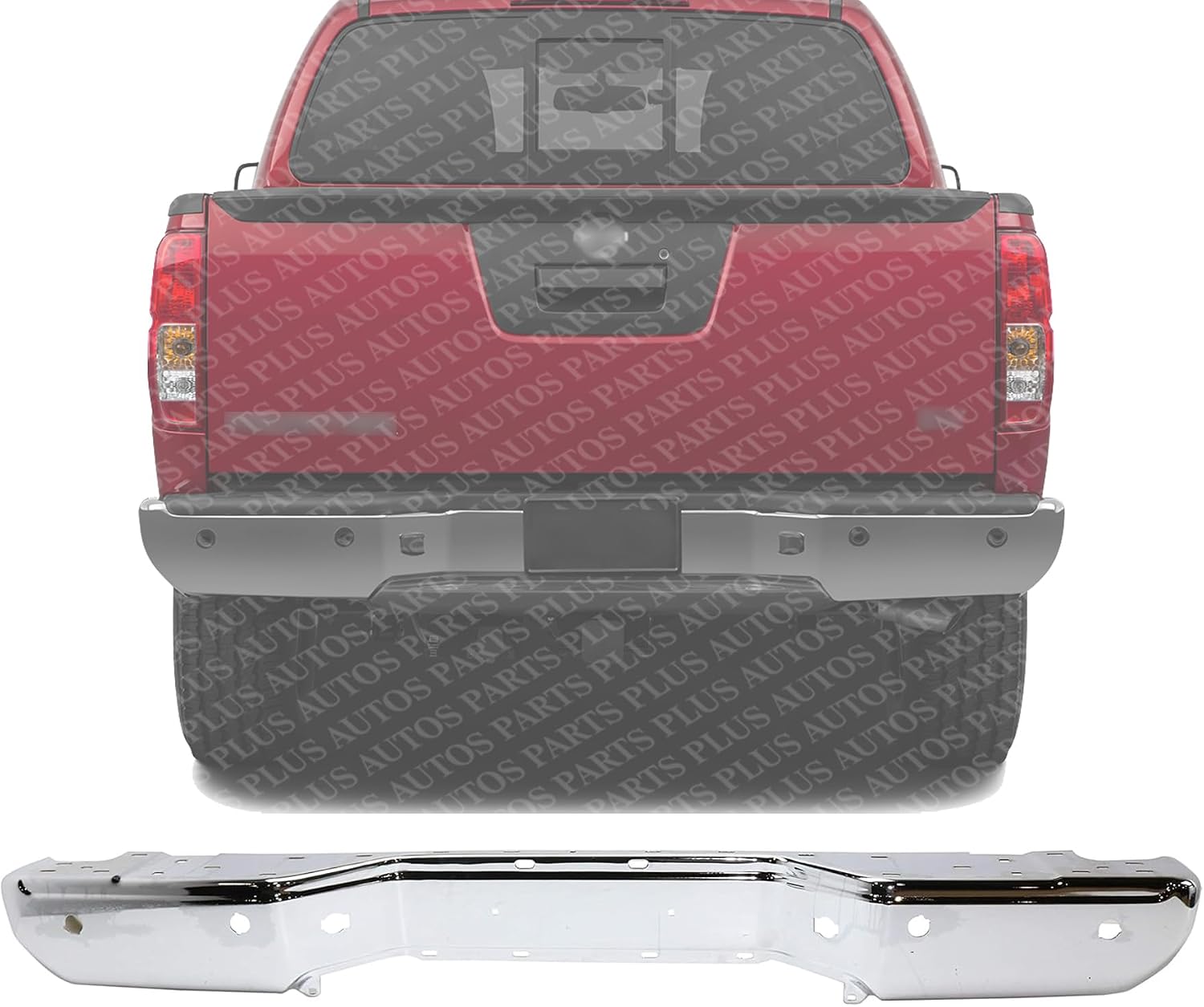 Step Bumper Face Bar Chrome Steel With Object Sensor Holes Direct Replacement Compatible With 2013-2019 Nissan Frontier NI1102157 850309BF0B