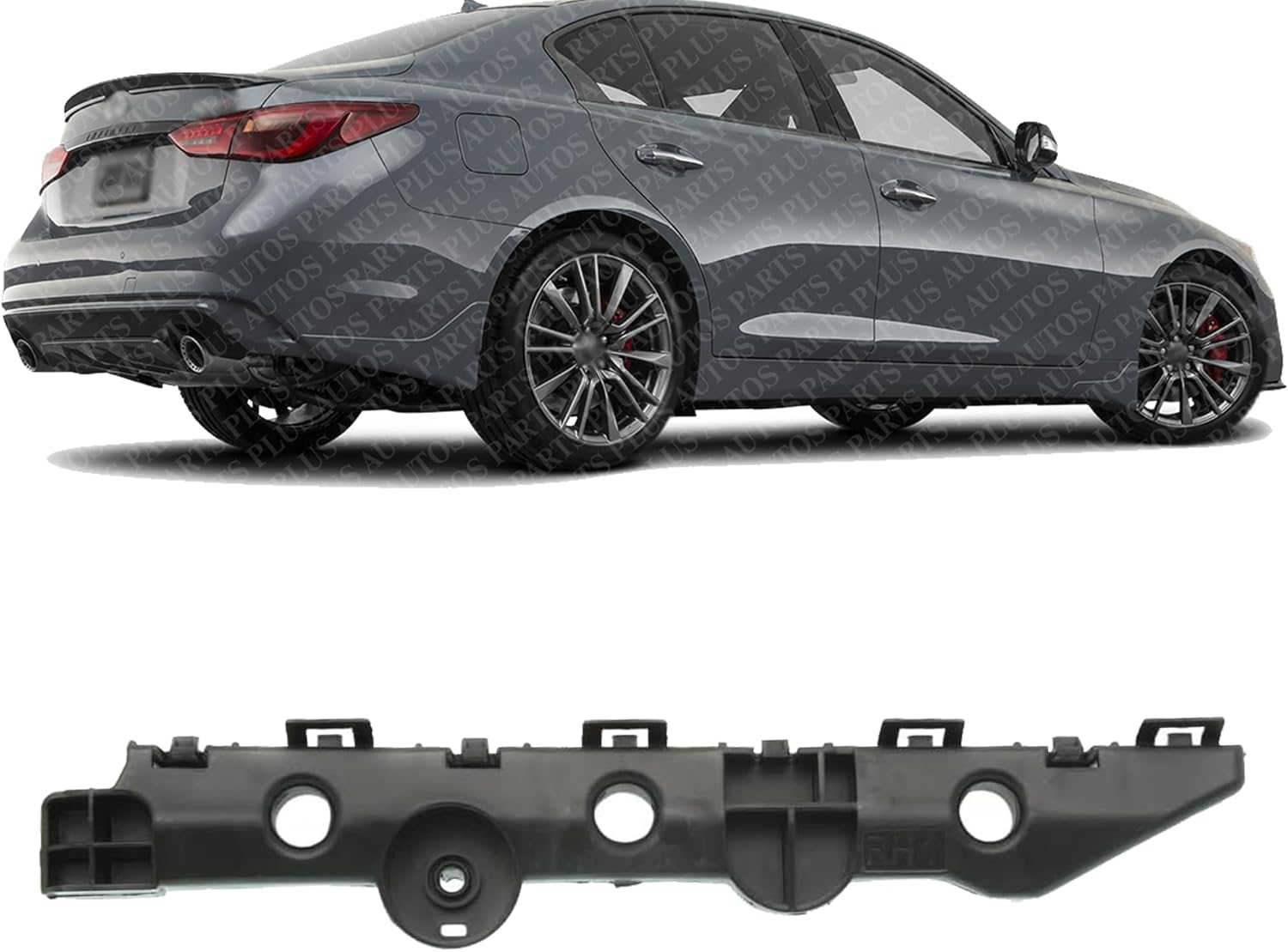 Rear Bumper Lower Bracket Right Passenger Side Direct Replacement Compatible With 2014-2023 Infiniti Q50 IN1143101 852204GA0A