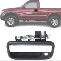 Front Exterior Door Handle Black Bezel with Chrome Lever Left Driver Side Direct Replacement Compatible with 1995-2004 Toyota Tacoma TO1310123 6922035030