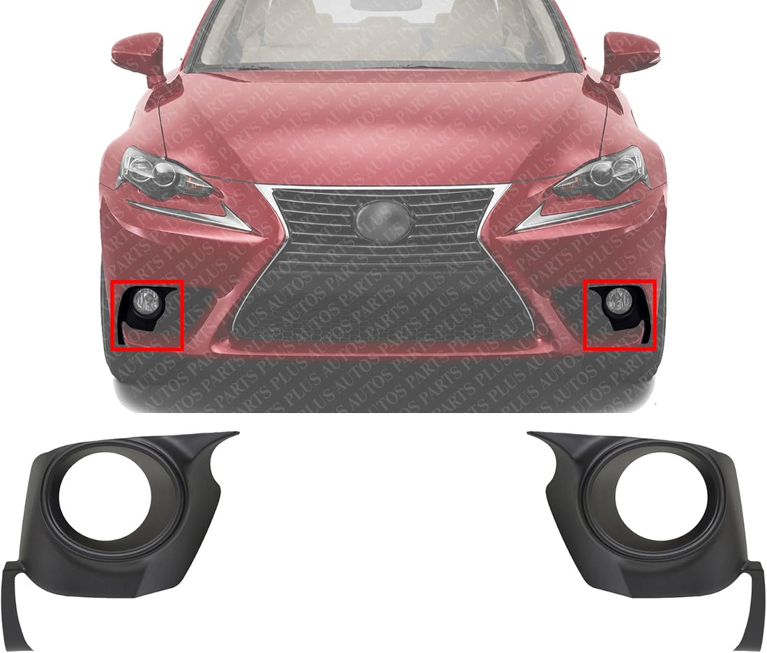 Set Of 2 Front Fog Lamp Molding Textured Plastic Left Driver & Right Passenger Side Direct Replacement Compatible With 2014-2016 Lexus IS350 / 2014-2015 IS250 LX1039107 LX1038107