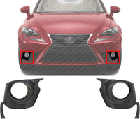 Set Of 2 Front Fog Lamp Molding Textured Plastic Left Driver & Right Passenger Side Direct Replacement Compatible With 2014-2016 Lexus IS350 / 2014-2015 IS250 LX1039107 LX1038107