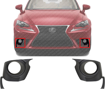 Set Of 2 Front Fog Lamp Molding Textured Plastic Left Driver & Right Passenger Side Direct Replacement Compatible With 2014-2016 Lexus IS350 / 2014-2015 IS250 LX1039107 LX1038107