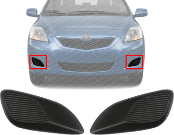 Set Of 2 Front Fog Light Cover Primed Left Driver & Right Passenger Side Direct Replacement Compatible With 2007-2012 Toyota Yaris TO2598105 TO2599105 5212752390 5212852100