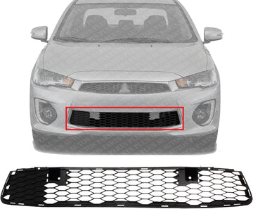 Front Bumper Grille Textured Plastic Direct Replacement Compatible With 2016-2017 Mitsubishi Lancer MI1036109 6402A399