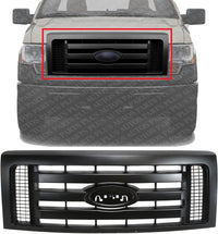 Front Grille Assembly Textured Dark Gray Shell And Insert Plastic Direct Replacement Compatible With 2009-2012 Ford F-150 FO1200510 9L3Z8200A