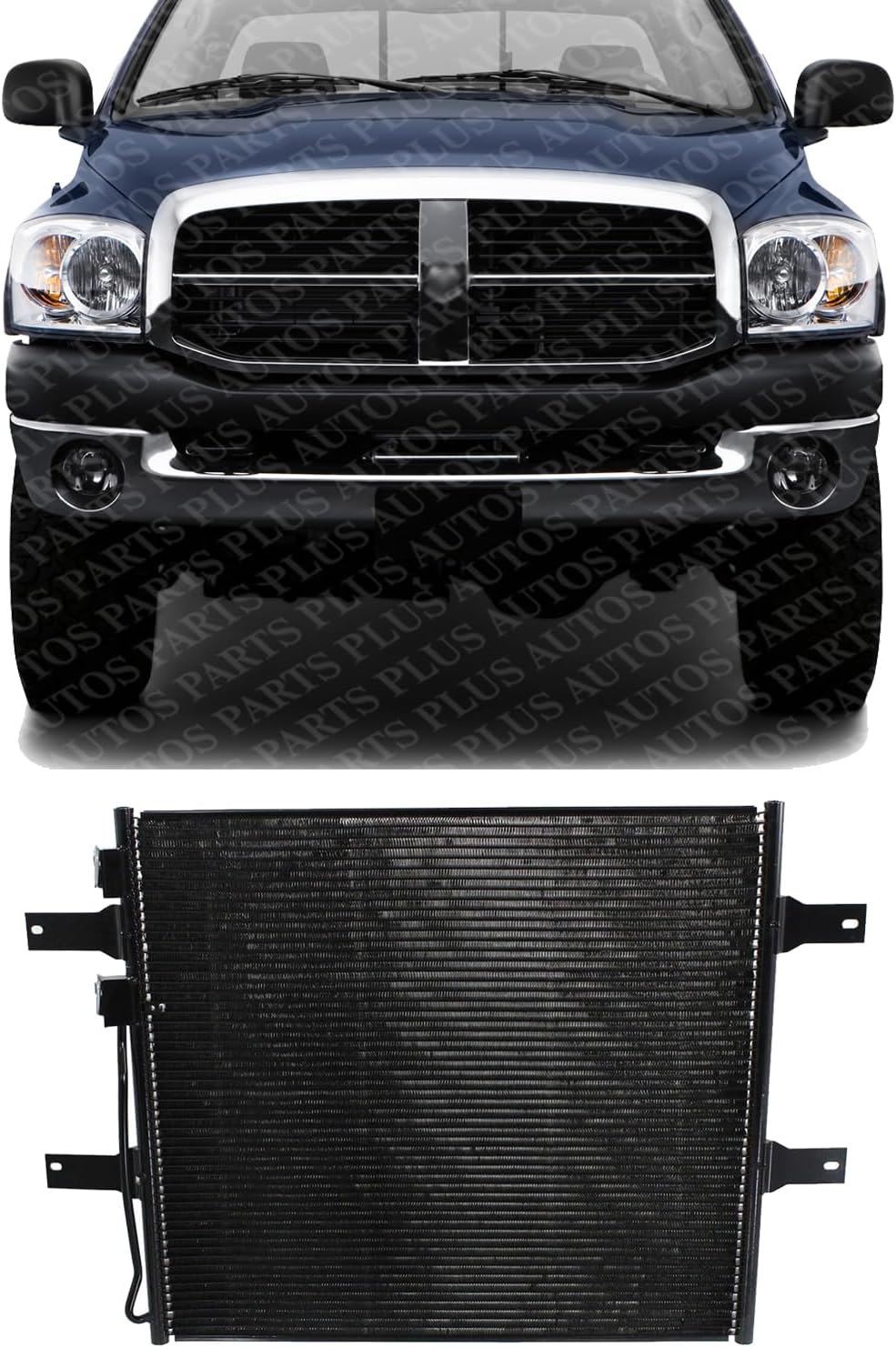Front AC Condenser Aluminum Core Direct Replacement Compatible With 2007-2009 Dodge Ram Pickup 2500 3500 CH3030239 55057095AA