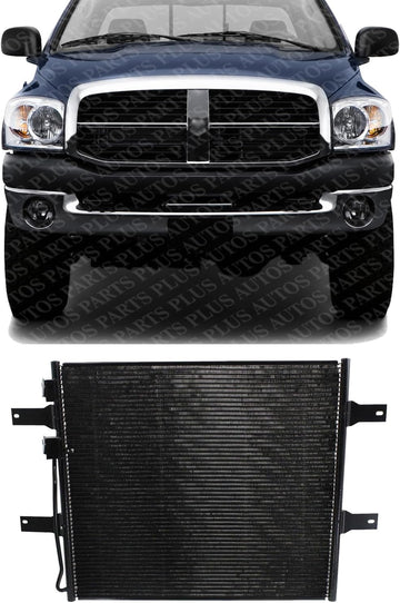 Front AC Condenser Aluminum Core Direct Replacement Compatible With 2007-2009 Dodge Ram Pickup 2500 3500 CH3030239 55057095AA